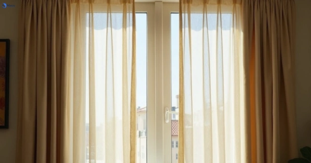 Dusty and dull curtains in sinnamon-park before steam cleaning